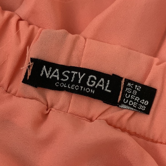 NASTYGAL Pleated High Waist Mid Skirt Peachy elegant m semi formal flare sz 8 - Picture 5 of 10